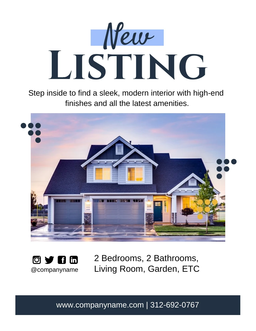 White New Property Listing Flyer Template - Venngage