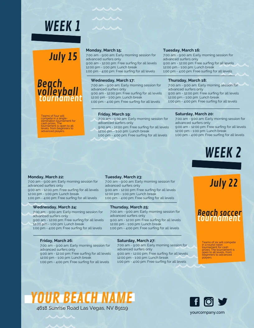 blue-wave-weekly-event-of-the-beach-schedule-template-venngage