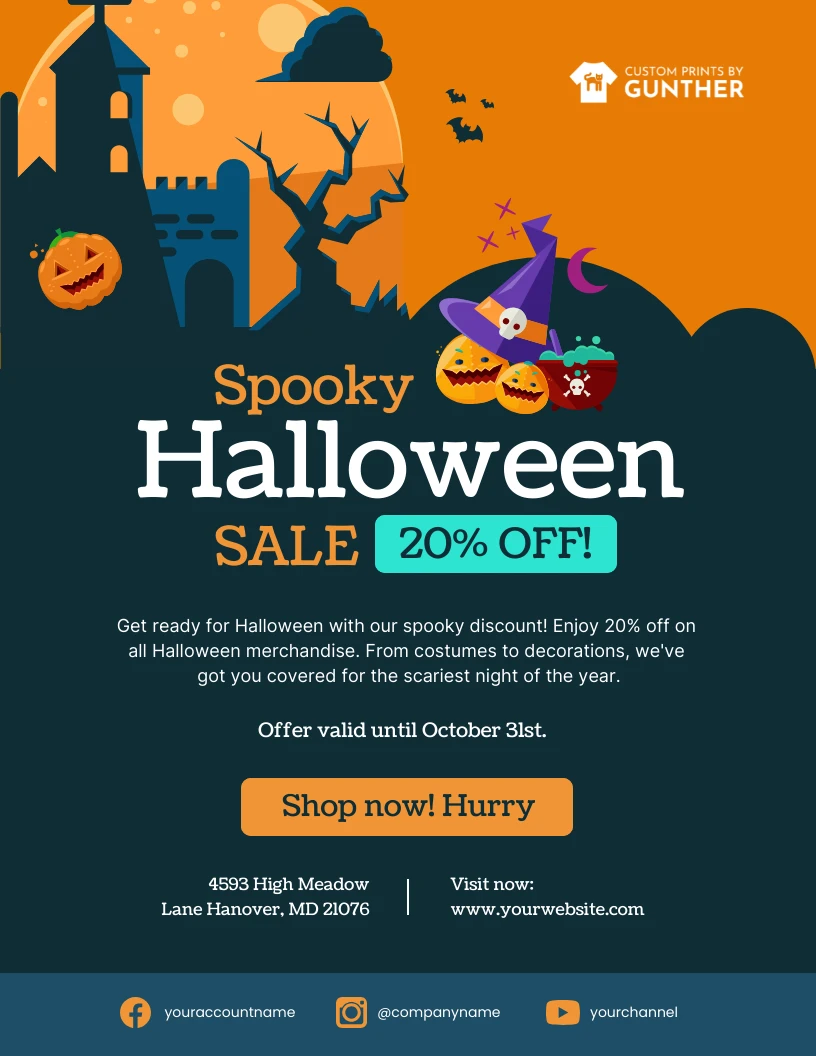 Orange and Dark Discount Offers Halloween Poster - Venngage