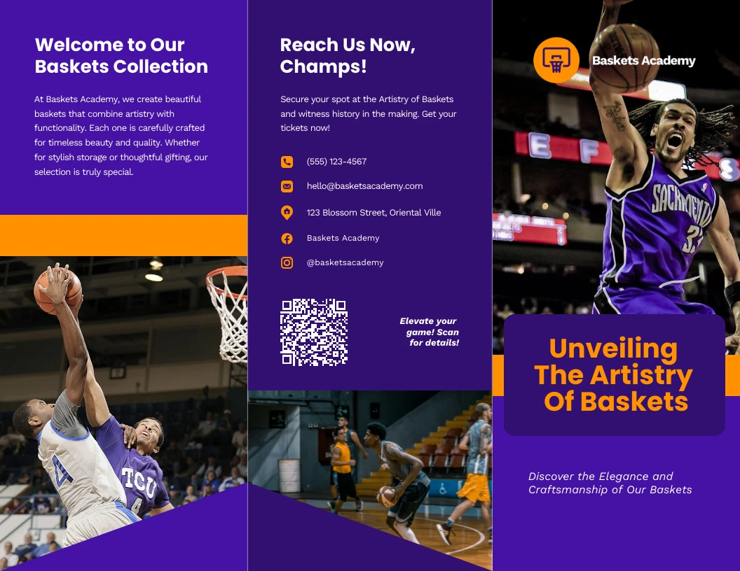 Baskets Sport Tri-fold Brochure Template - Venngage