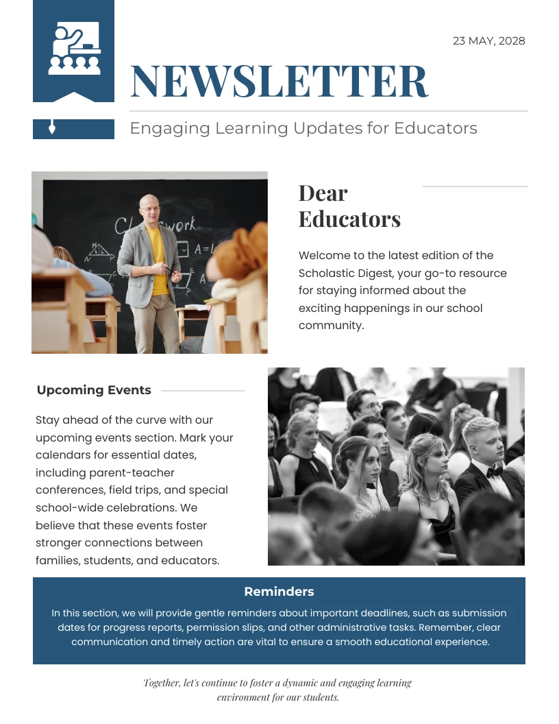 White & Blue Modern Design Classroom Newsletter - Venngage