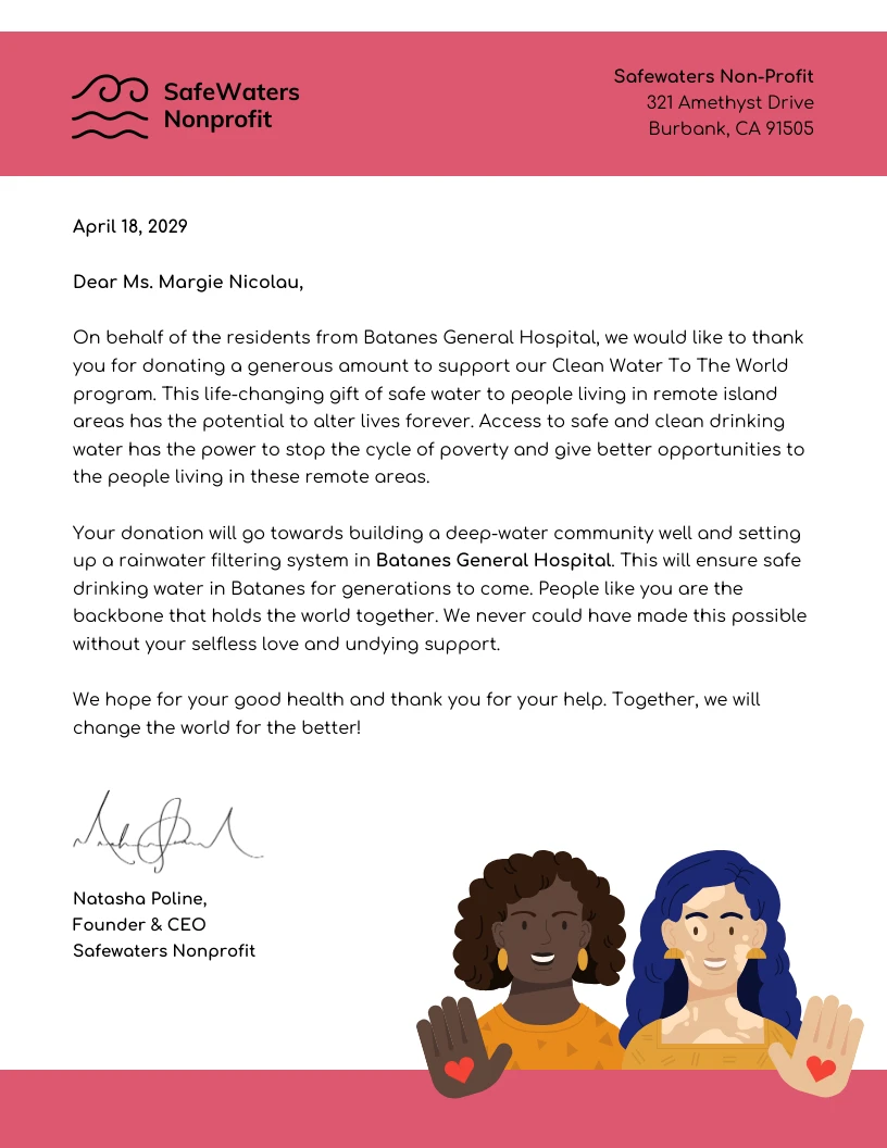 Fundraising Thank You Letter Template