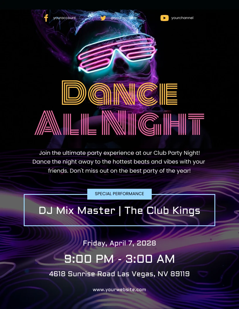 Black and Neon Purple Dance Party Poster - Venngage