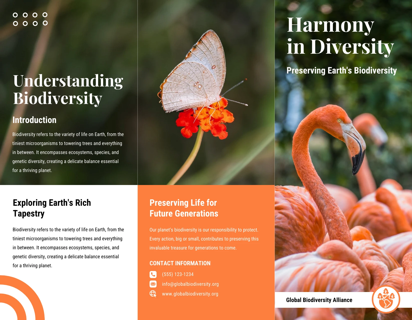 Biodiversity Conservation Pamphlet Brochure Template - Venngage