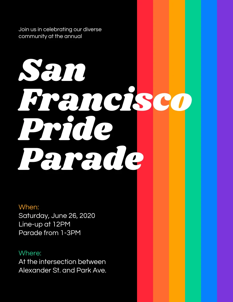 Rainbow Pride Parade Event Flyer - Venngage