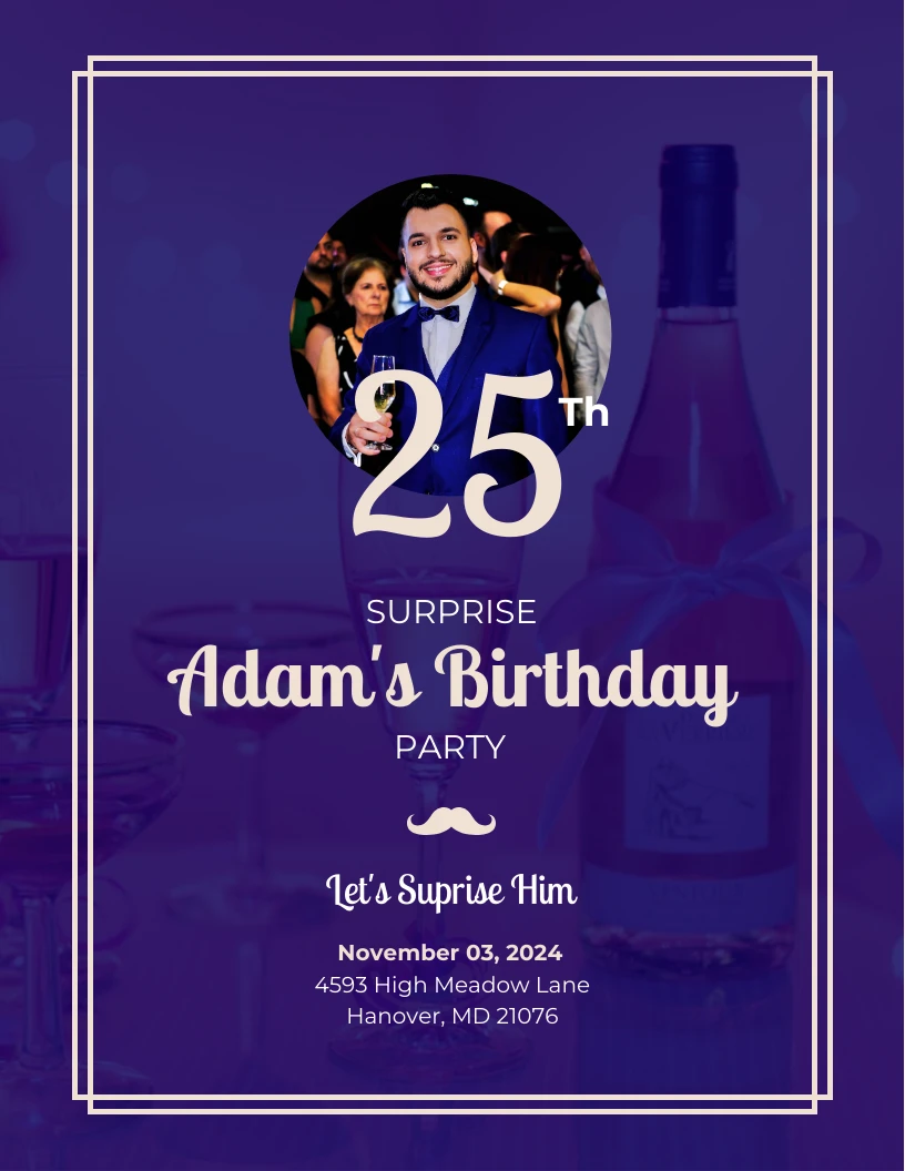 Navy Classic Photo Surprise Party Invitation - Venngage
