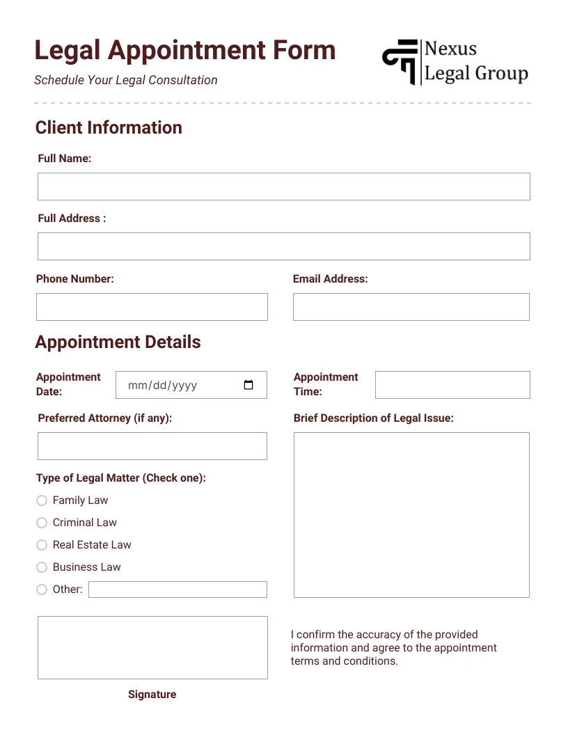 Brown And Grey Simple Appointment Form Venngage