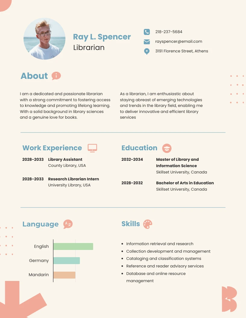 Cream Blue Pink Academic Resume - Venngage