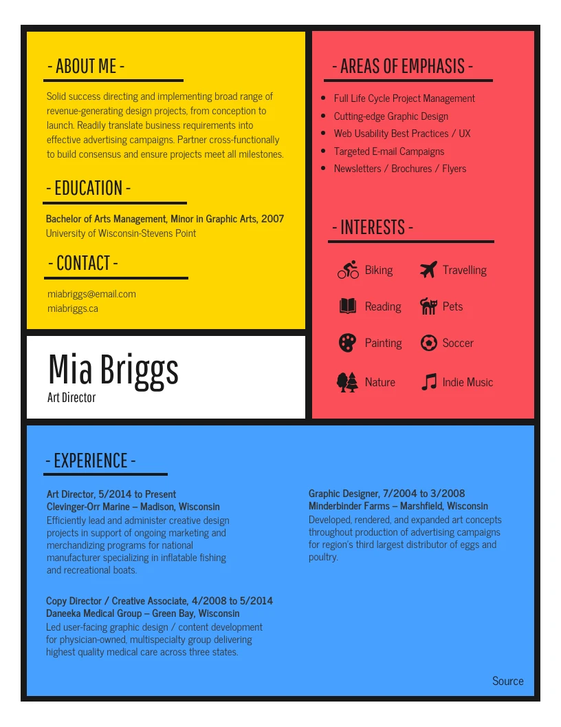 Abstract About Me Resume Template - Venngage