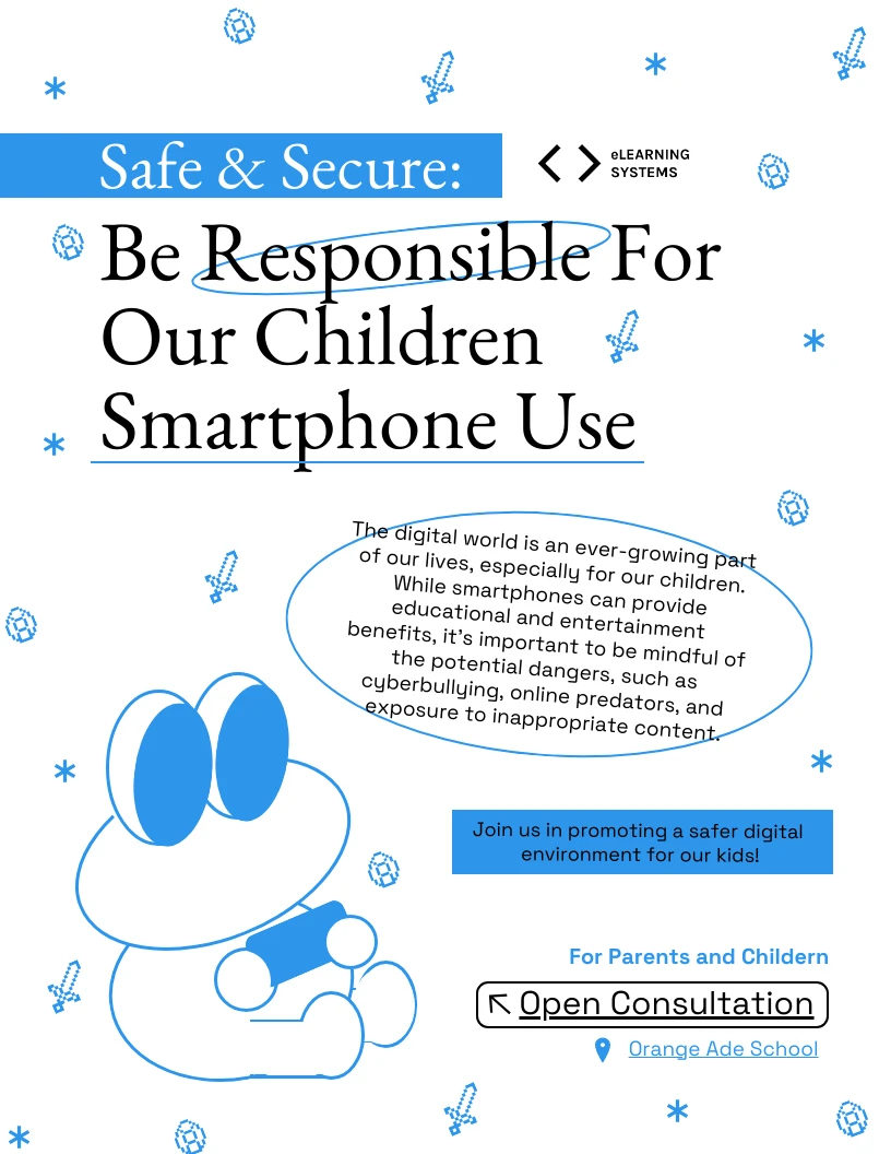 Soft Blue And White Smarthpone Safety Poster - Venngage