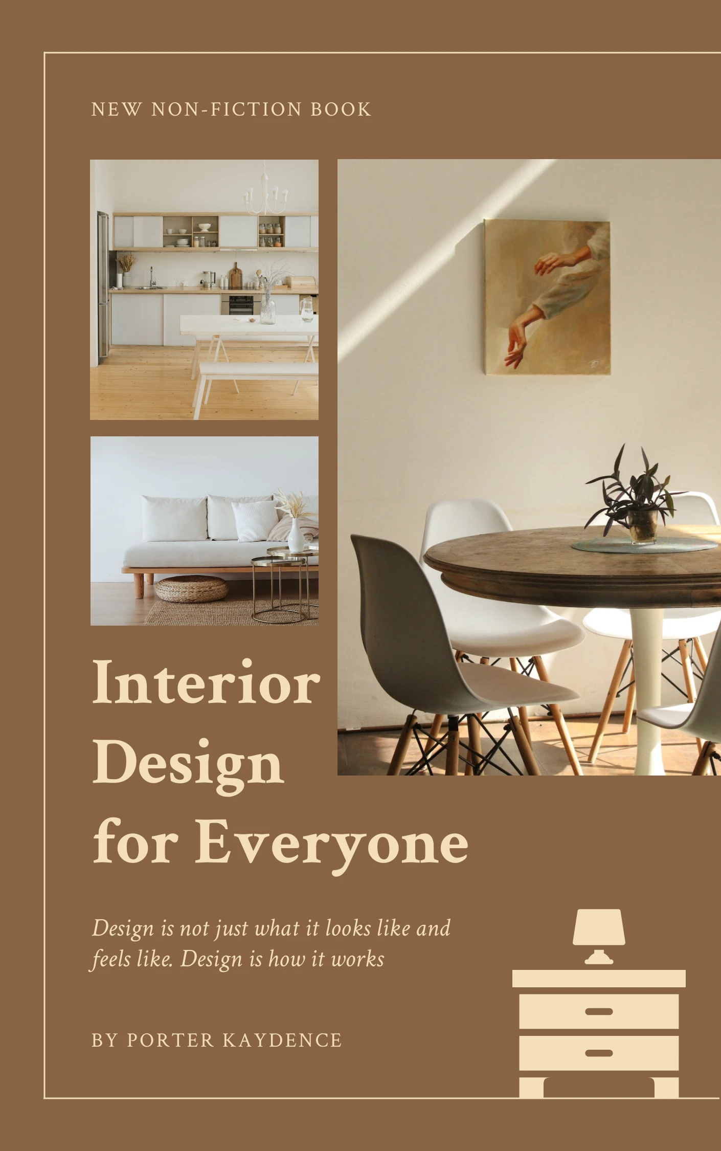 Picture of Brown Minimalist Collage Interior Non-Fiction Book Cover - Venngage