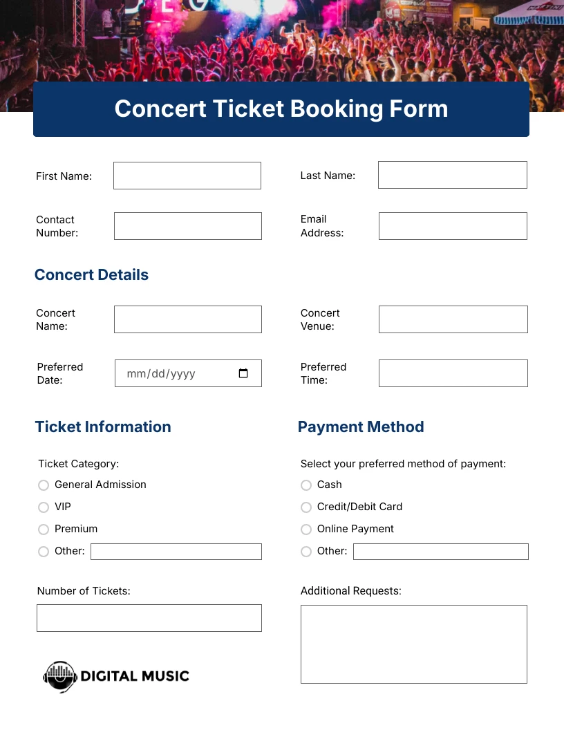 Simple Blue Booking Form - Venngage