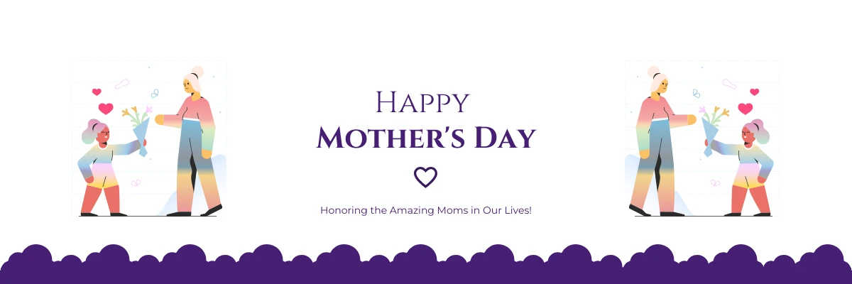 White And Dark Purple Modern Illustration Happy Mothers Day Banner Venngage