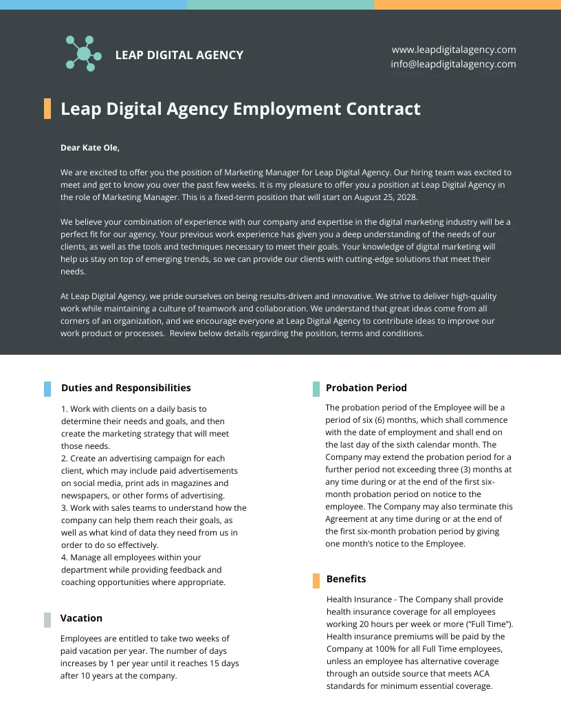 Employment Contract - Venngage