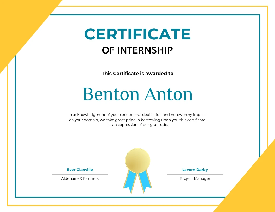 White And Yellow Minimalist Geometric Internship Certificate - Venngage