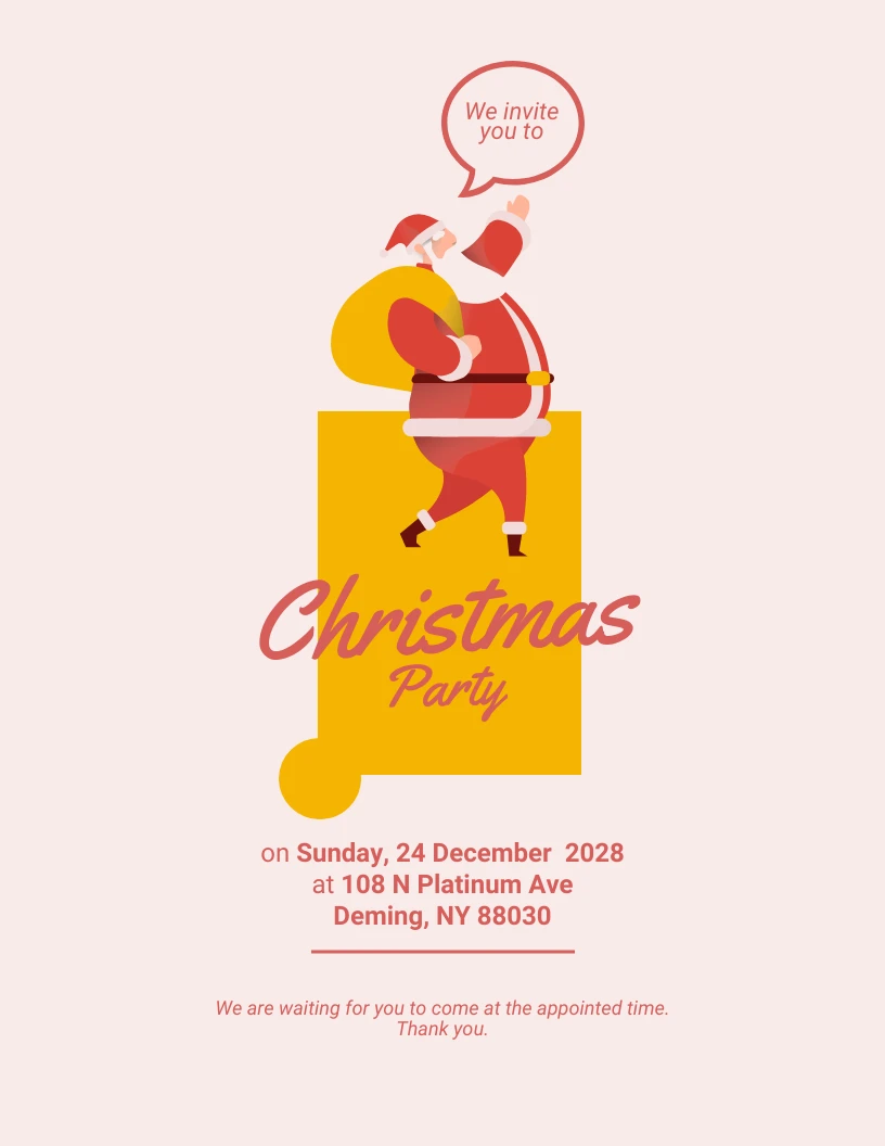 Simple Creamy Rose Gold Christmas Party Invitation - Venngage