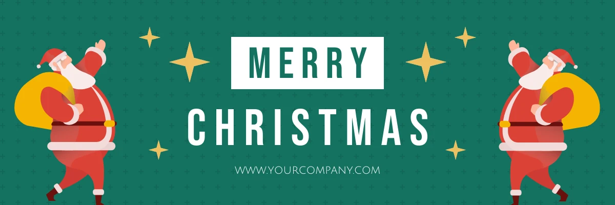 Green And White Illustration Simple Santa Merrychristmas Banner - Venngage