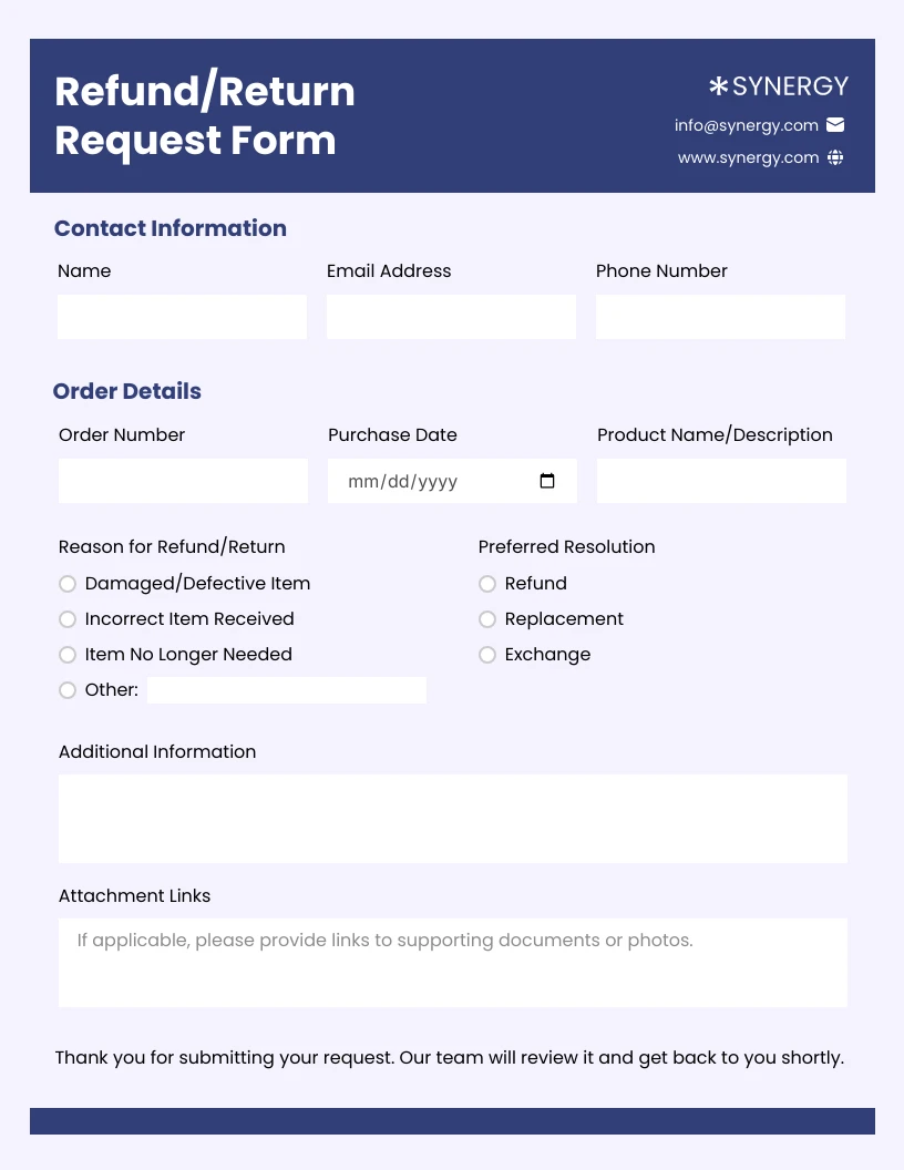 Blue Bayoux Customer Service Form Template - Venngage