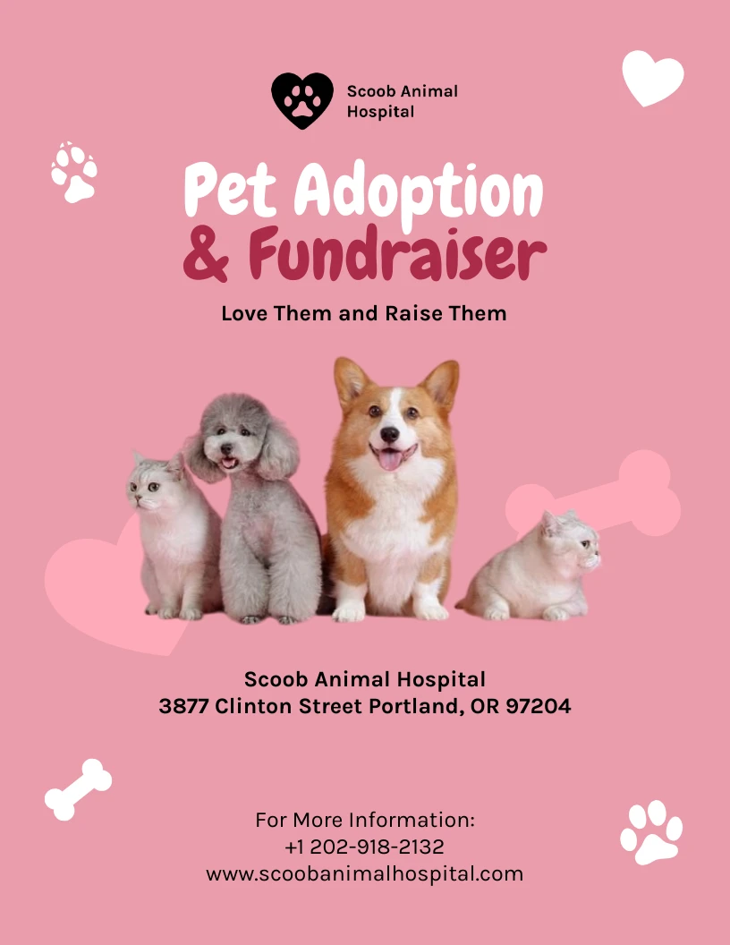 Pet Adoption and Fundraiser Flyer Template Venngage