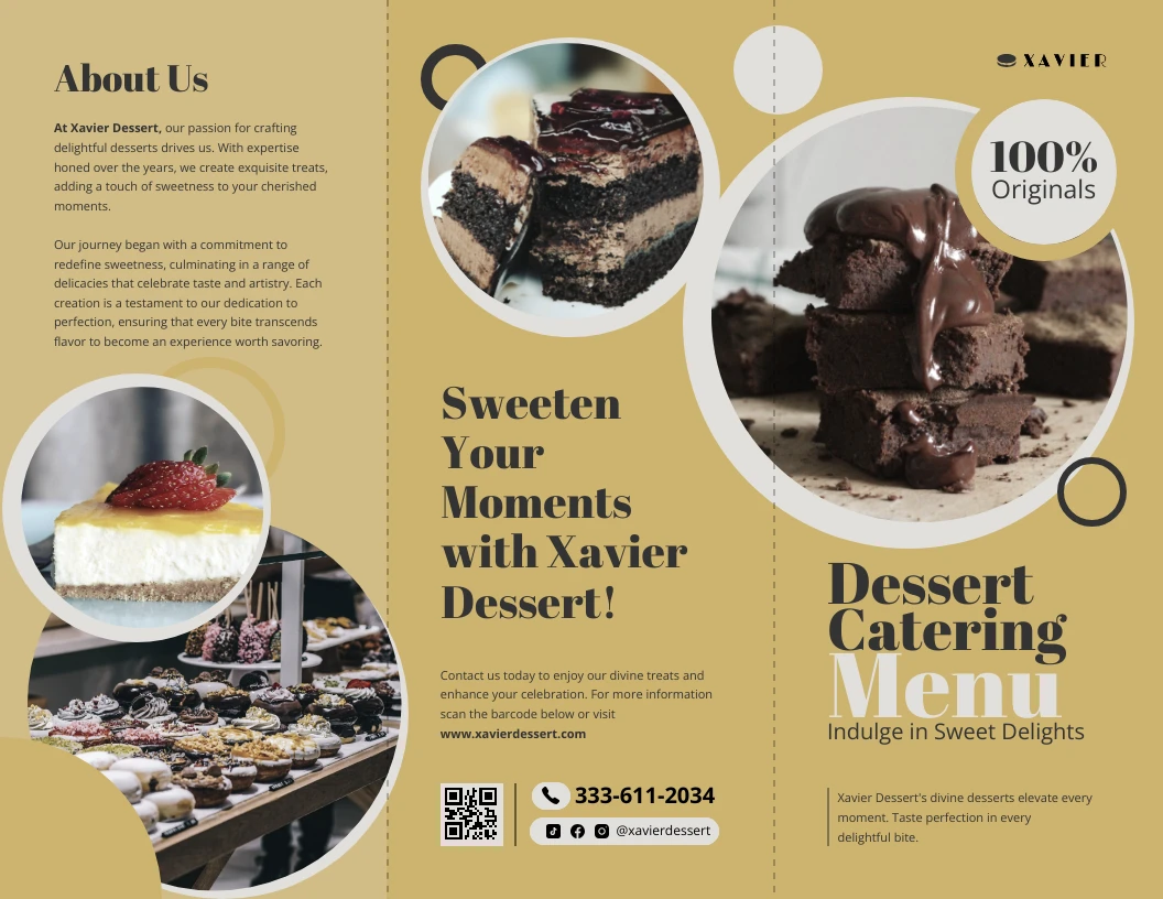Dessert Catering Menu Brochure Template Venngage