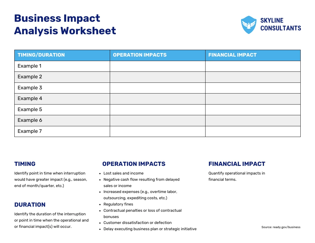 Business Impact Analysis Worksheet - Venngage