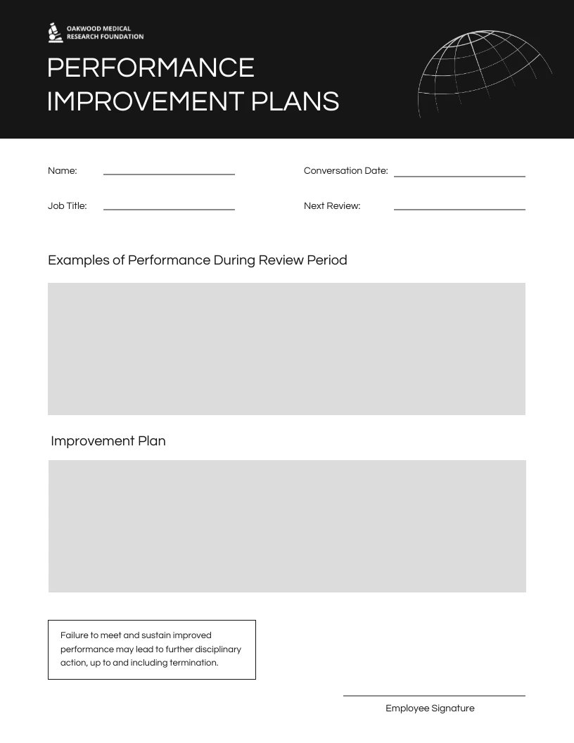 Simple Monochrome Performance Improvement Plan - Venngage