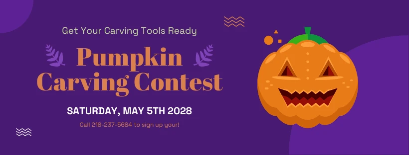 Purple and Orange Pumpkin Carving Contest Banner - Venngage