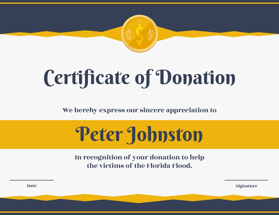 Certificate of Donation Venngage