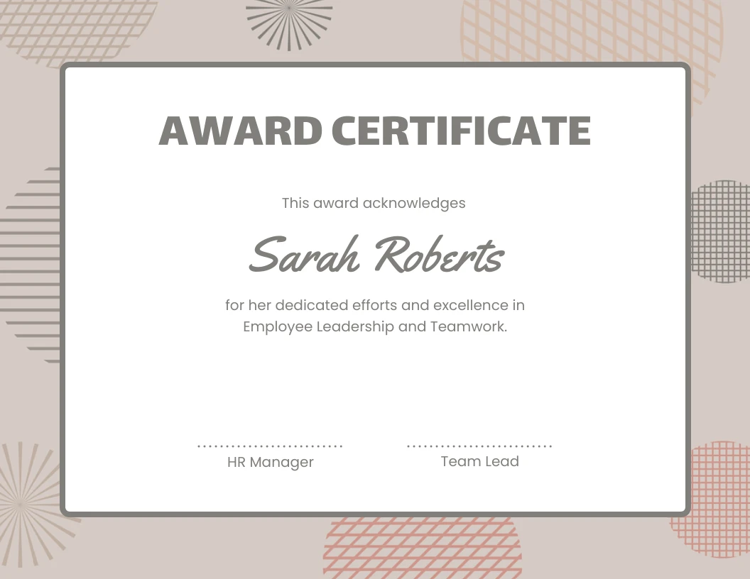 Beige Abstract Pattern Teamwork Award Certificate Template - Venngage