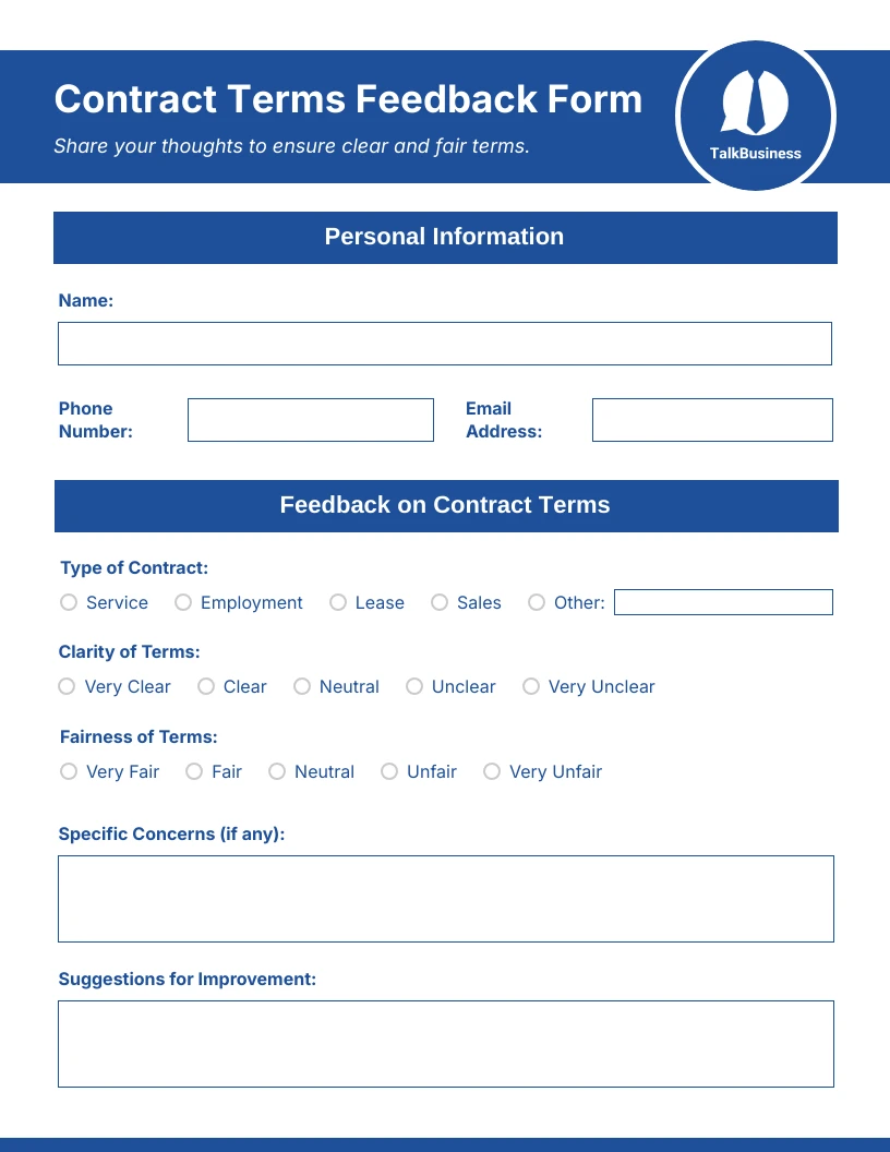 Clean White and Blue Business Form - Venngage