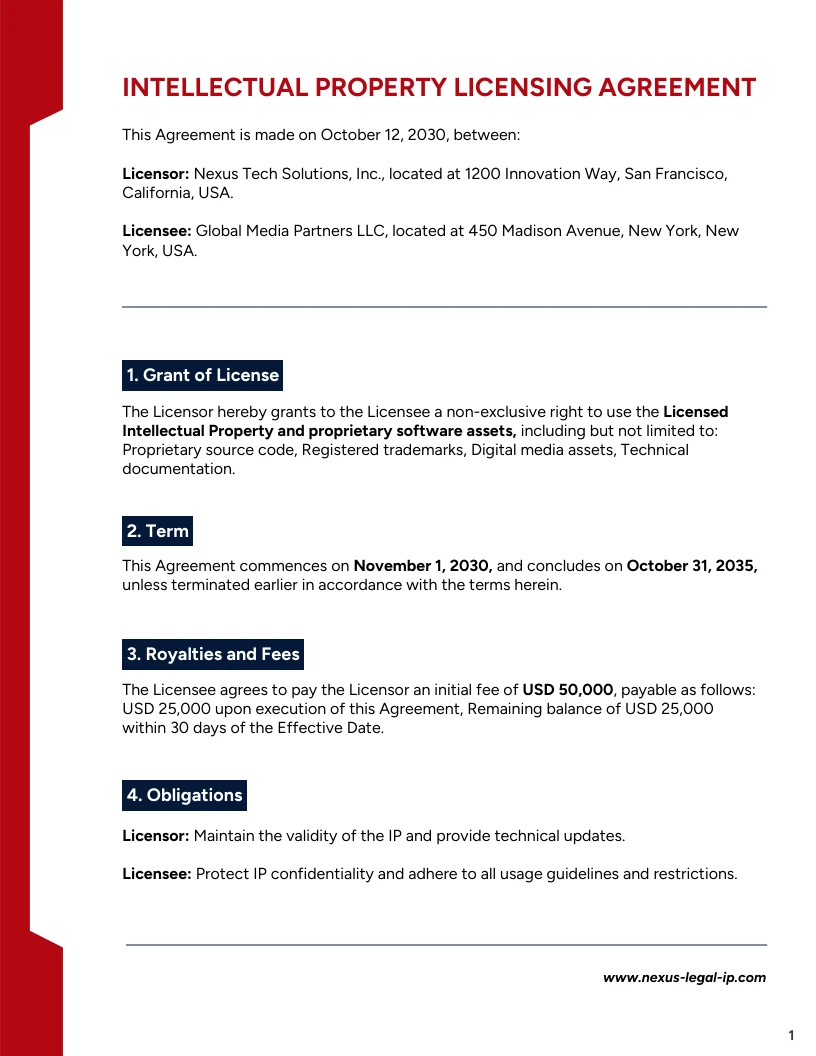 Licensing Contract Template - Venngage