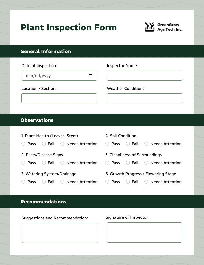 Inspection Form Template - Venngage