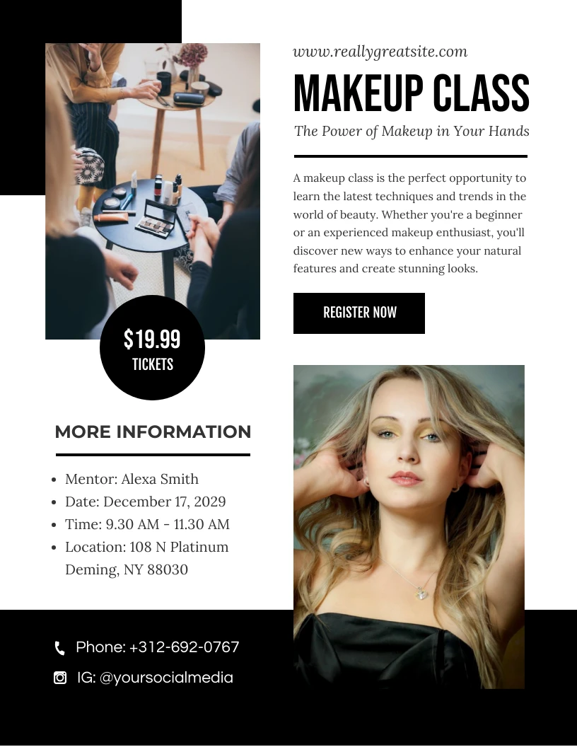 Makeup Class Flyer Template - Venngage