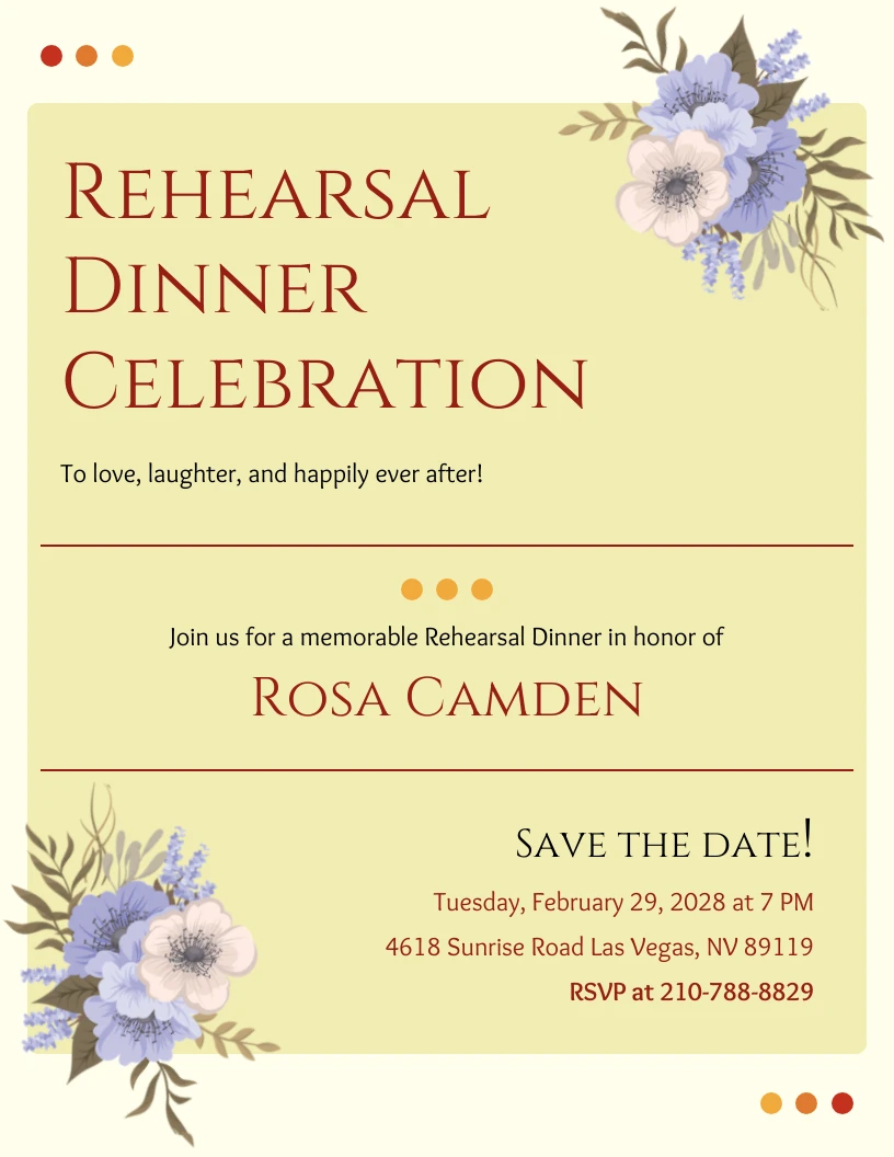 Simple Yellow And Brown Rehearsal Dinner Invitation - Venngage