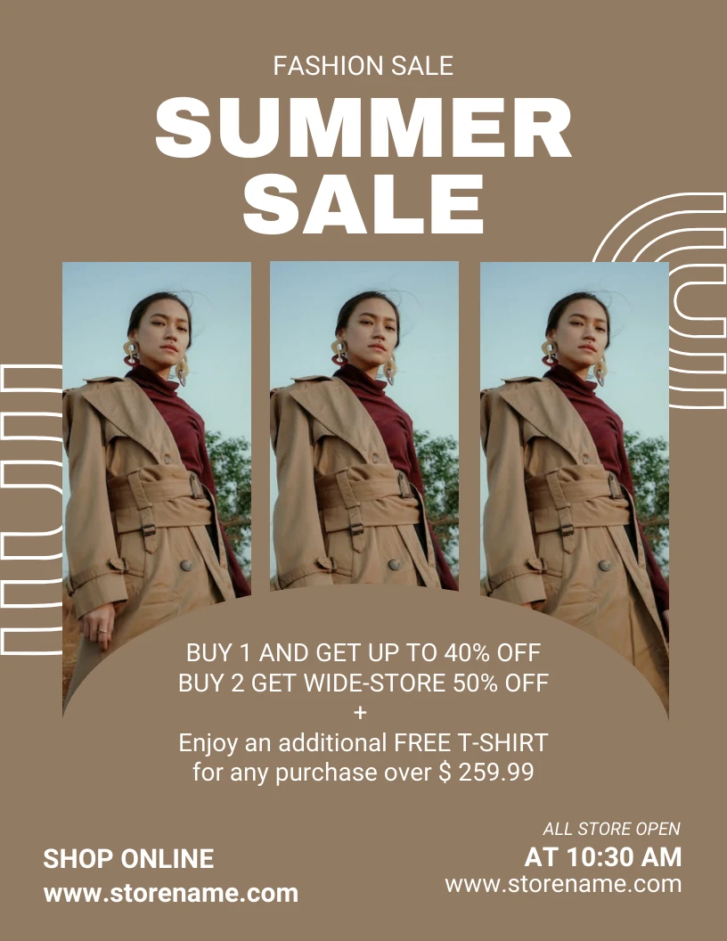 Brown Minimalist Summer Sale Flyer - Venngage