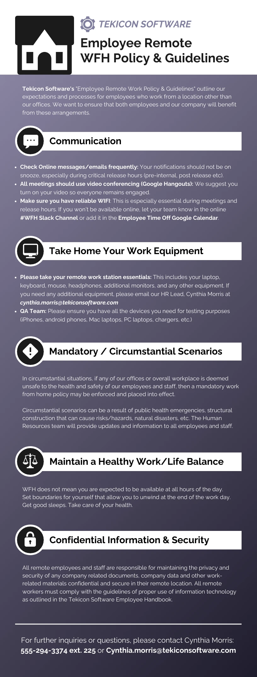 Employee Remote WFH Policy Guide Infographic Template - Venngage