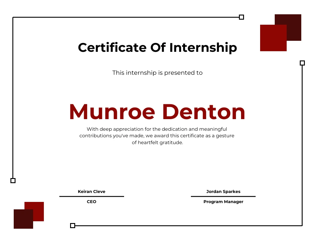 White Red Certificate of internship Template - Venngage