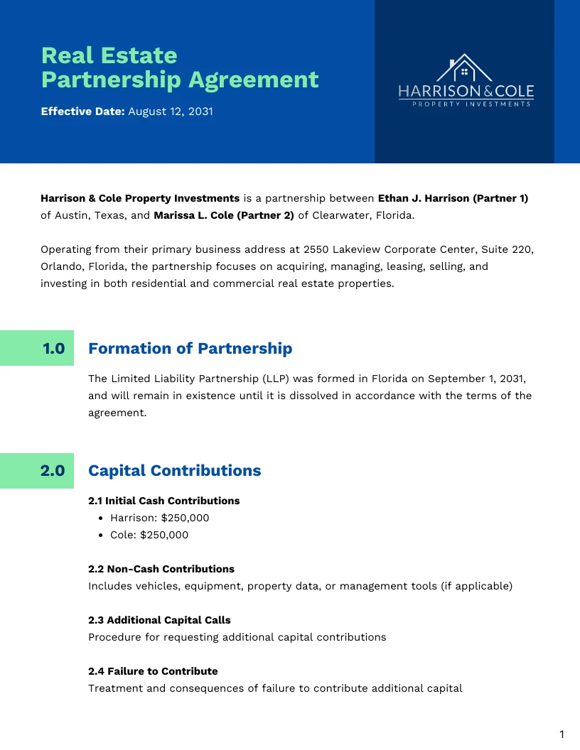 Real Estate Partnership Agreement Template - Venngage