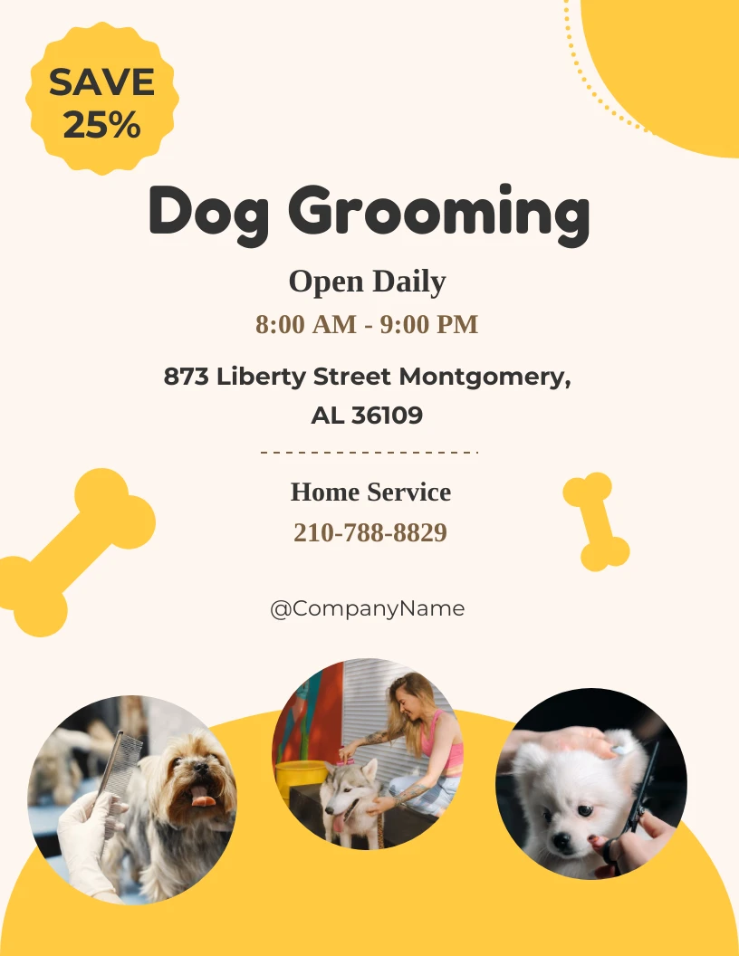 Pastel Yellow Cute Dog Grooming Poster Venngage