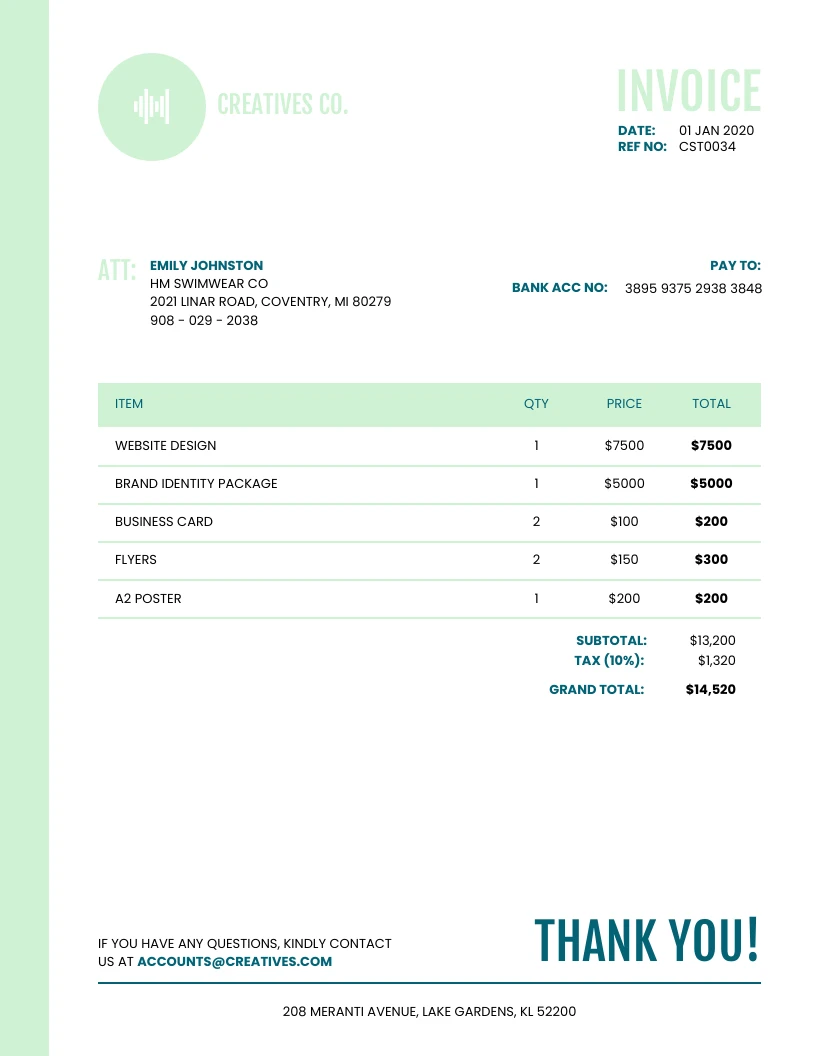 Light Pastel Invoice Template - Venngage