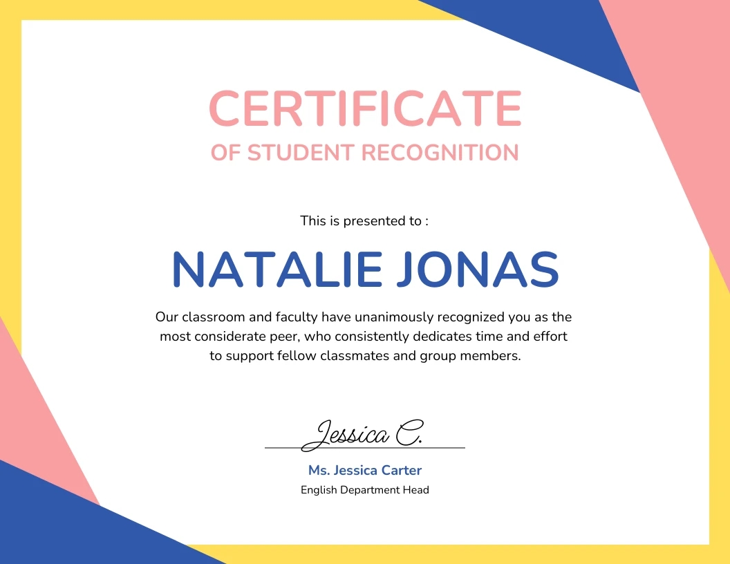 Modern Colorful Student Certificate - Venngage