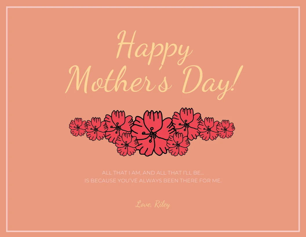 Peach Happy Mother's Day Card - Venngage