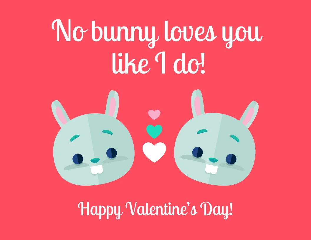 Bunny Valentine's Day Card - Venngage