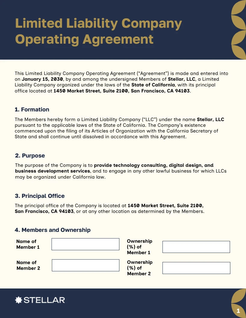 LLC Contract Template - Venngage