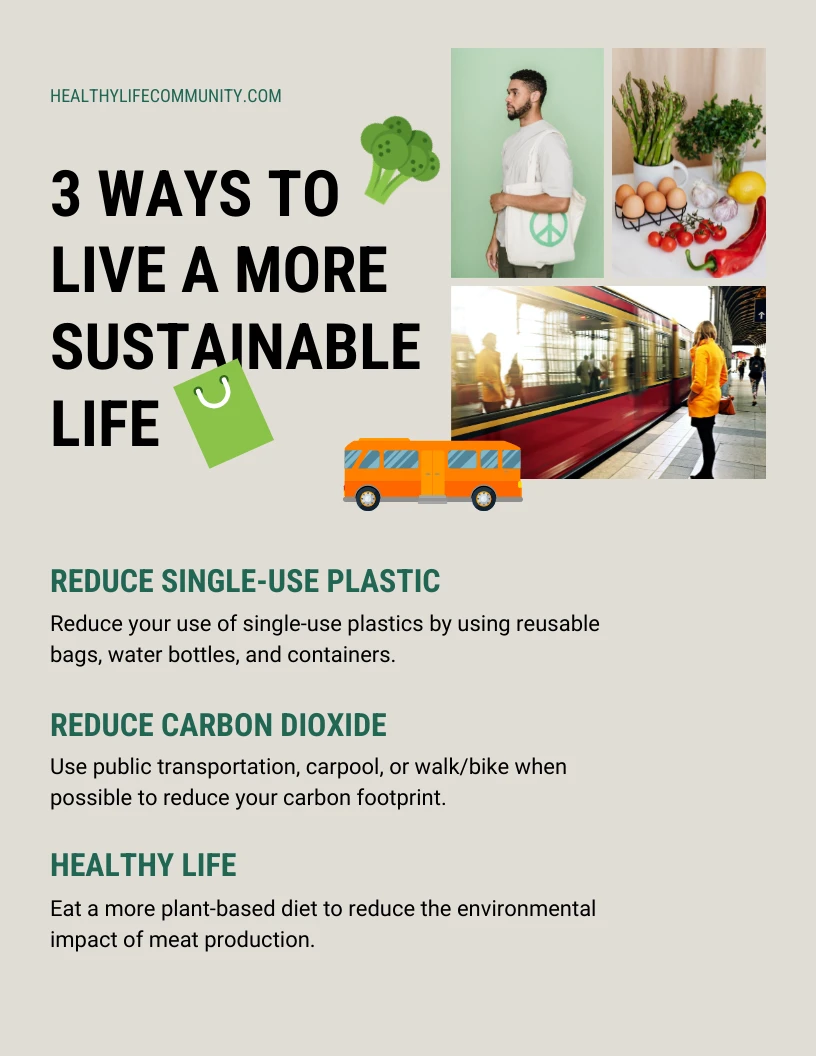 Minimalist Grey Poster How To Get A More Sustainable Life - Venngage