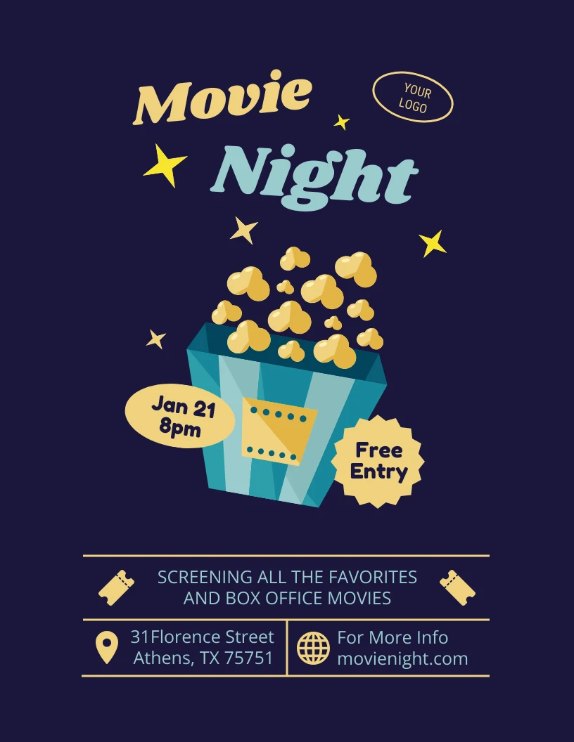 Modern Movie Night Flyer Template - Venngage