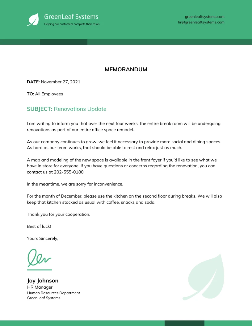 Business Corporate Memo Letter - Venngage