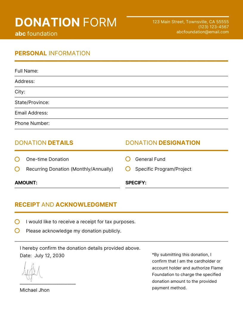 Non-Profit Foundation Donation Form Template - Venngage