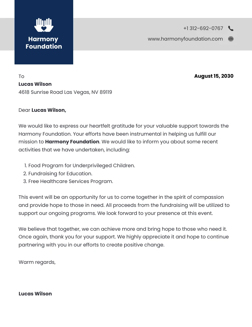 Blue Minimalist Charity Letterhead - Venngage