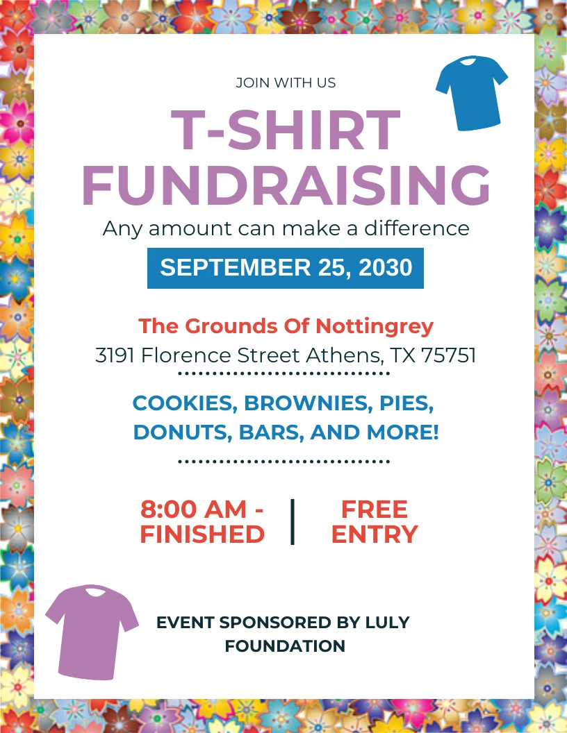 Colorful T Shirt Fundraising Event Flyer Template Venngage